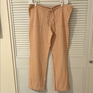 5/$15! Salmon linen draw-string pants. Size M